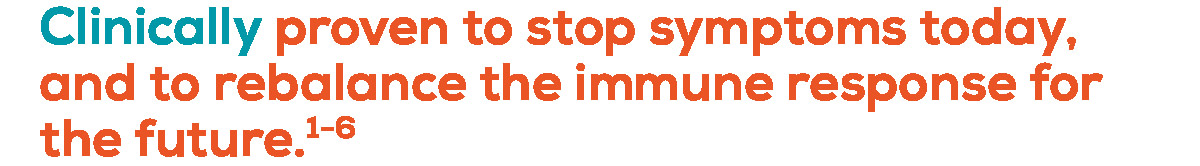 Clinically proven to stop symptoms today, and to rebalance the immune response for the future.